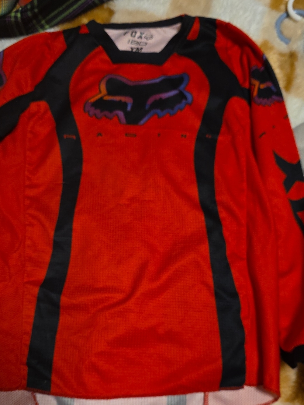 Fox Red and Black Long Sleeve Motocross Shirt